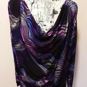 Bisou Bisou XL top with cowl neck long sleeve